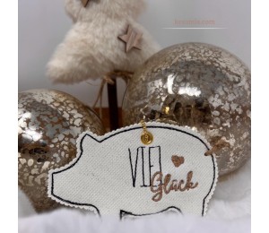 Stickserie ITH - Anhänger Glücksschwein Schwein